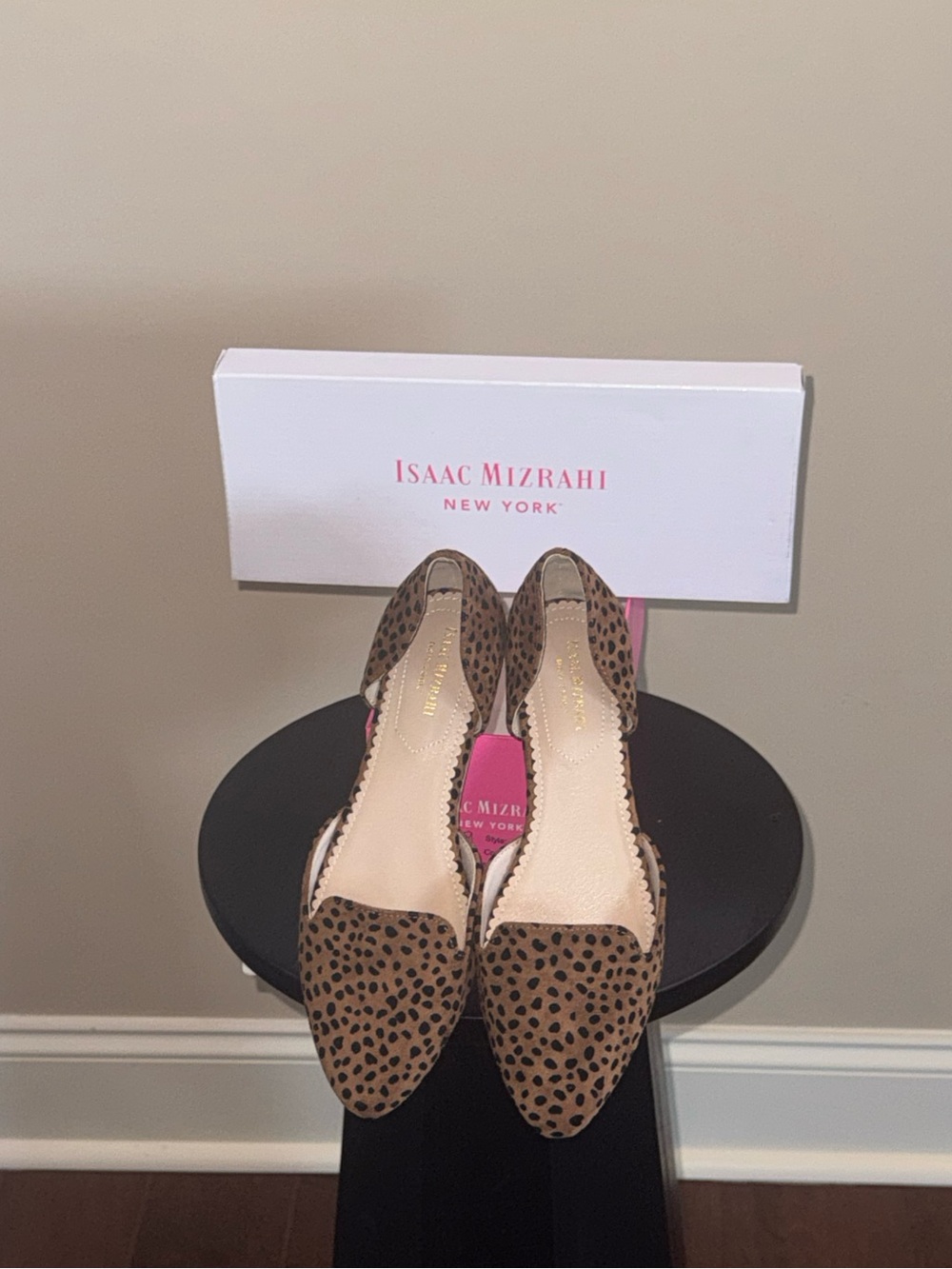 Isaac Mizrahi Leopard Print D'Orsay Flats - Brown with Black Spots